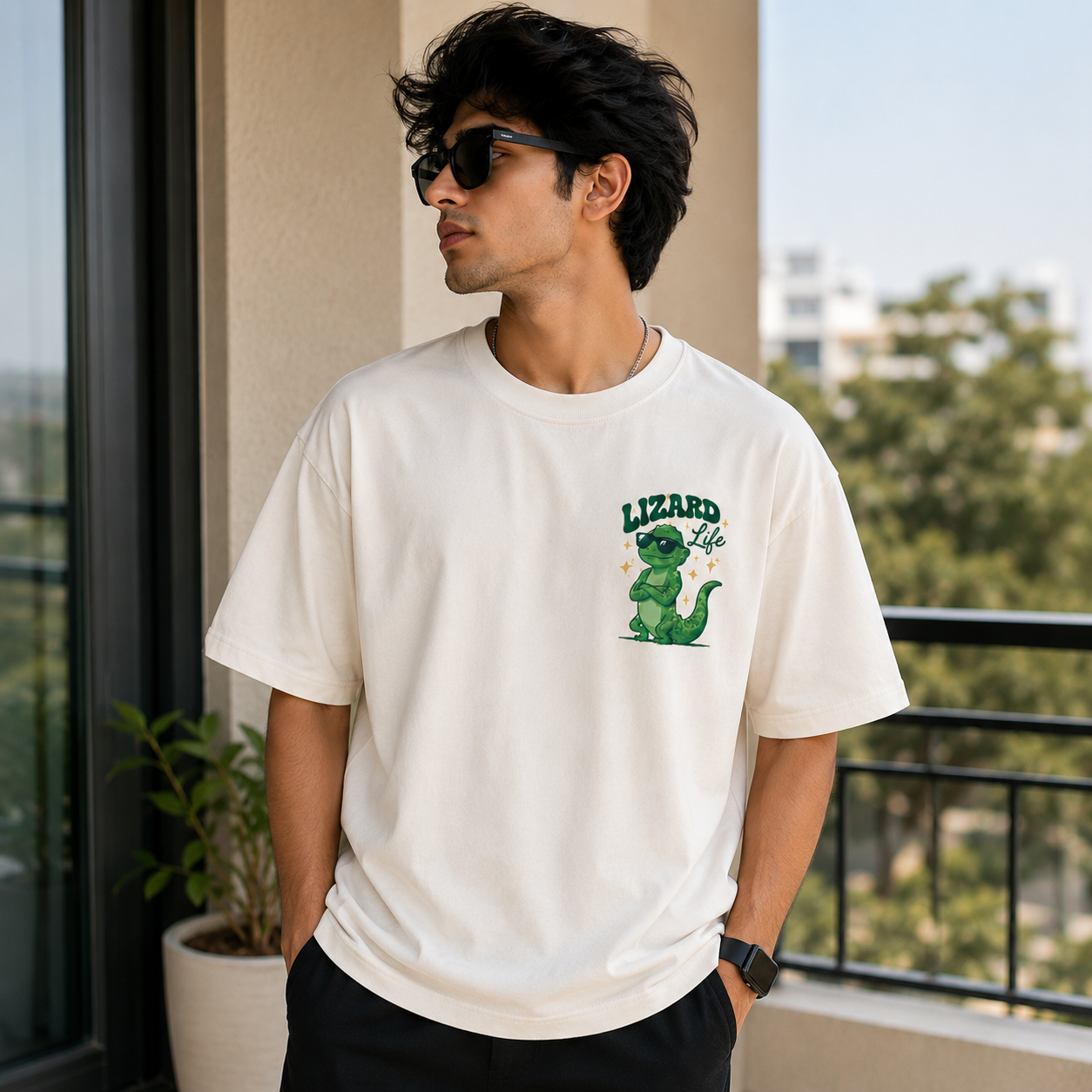 Relaxed Fit Off- White T-shirt